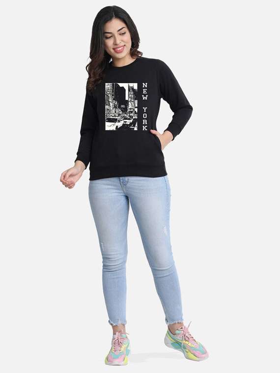 women front print long sleeve sweatshirt - 20495962 -  Standard Image - 3