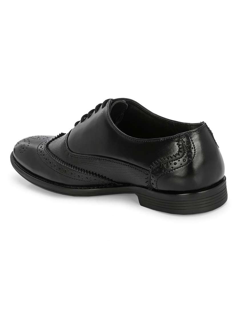 men textured black lace-up brogues - 20496745 -  Standard Image - 3