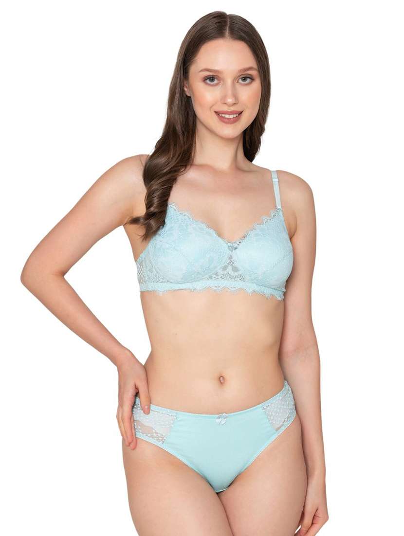 light blue lace bras and panty set - 20496826 -  Zoom Image - 0