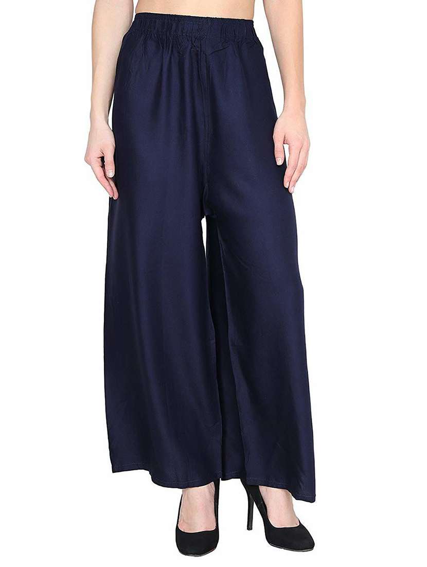 women navy blue relaxed fit palazzo