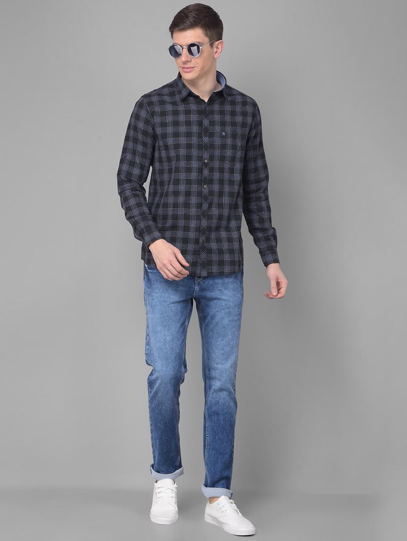 men black cotton checked causal shirt - 20497243 - Standard Image - 3