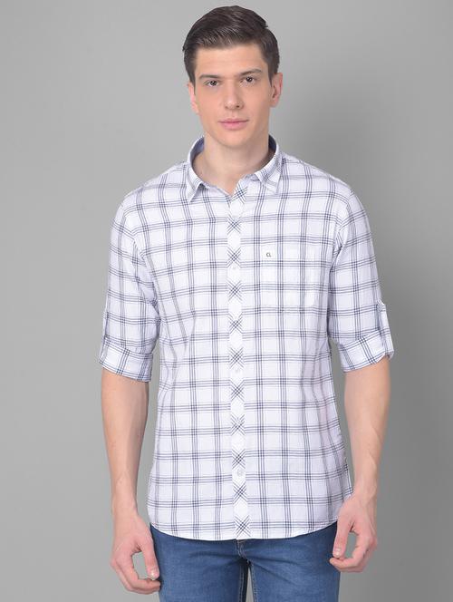 men white cotton checked casual shirt - 20497244 - Standard Image - 0