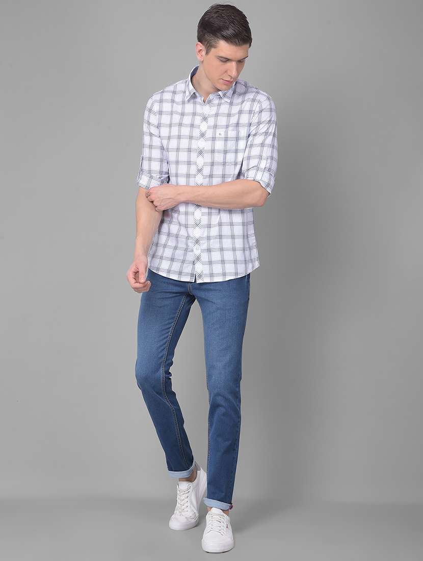men white cotton checked casual shirt - 20497244 - Standard Image - 3