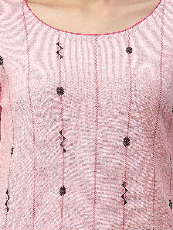 women pink round neck kurta palazzo set - 20497671 - Standard Image - 3