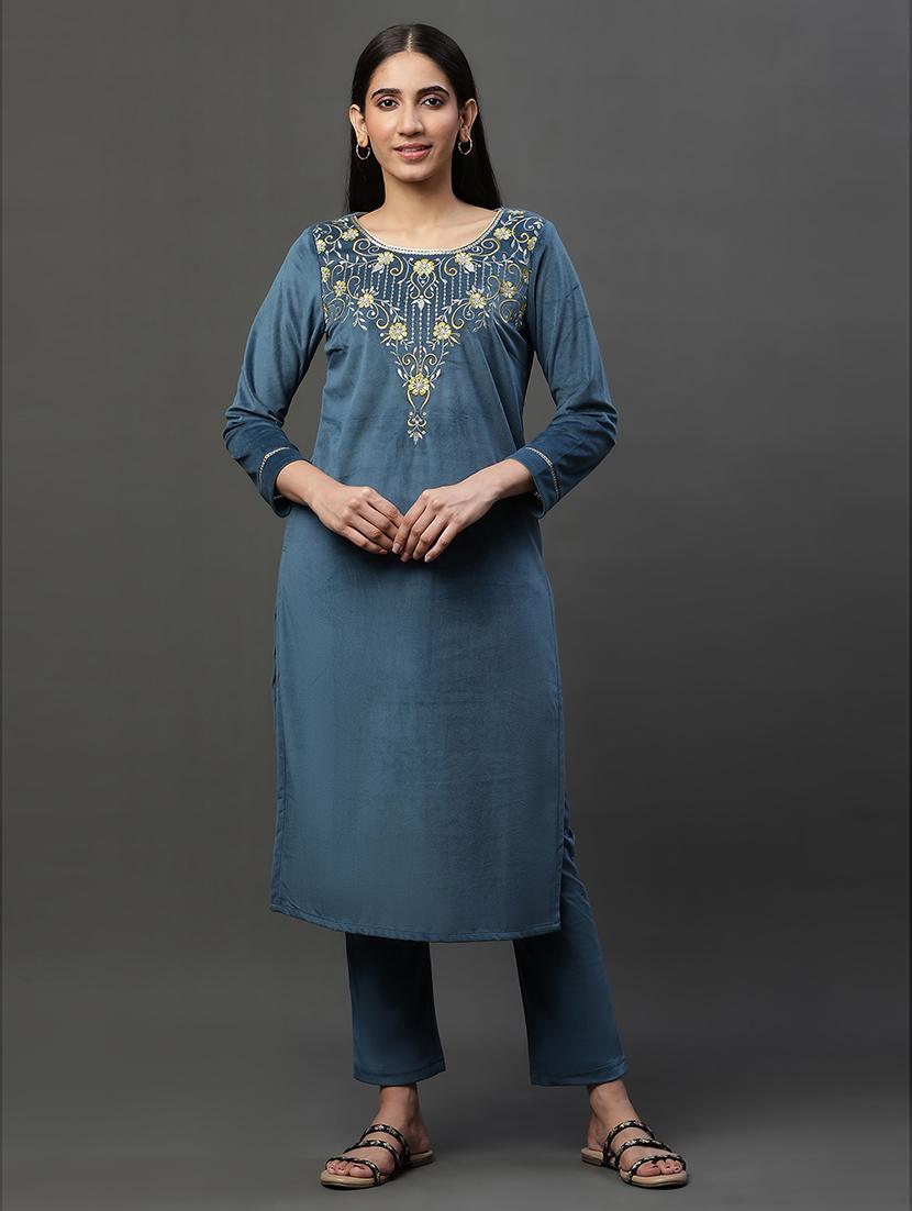 embroidered kurta pant set - 20497686 - Zoom Image - 0