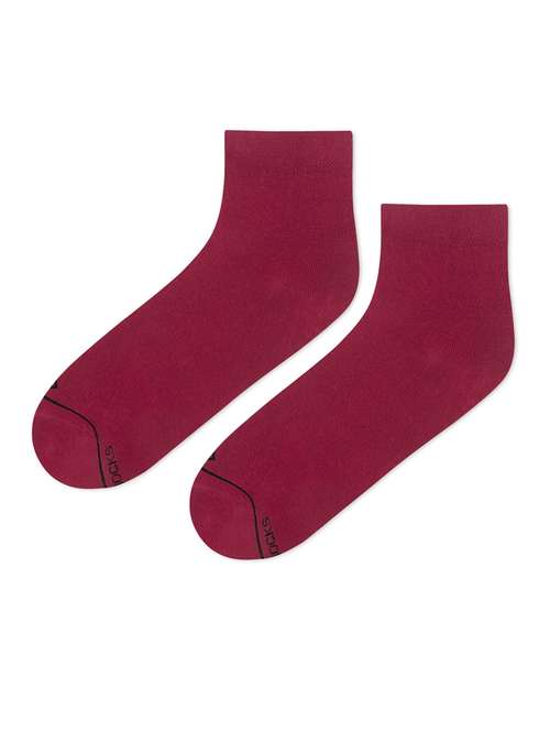 maroon cotton ankle length socks - 20498023 -  Standard Image - 0