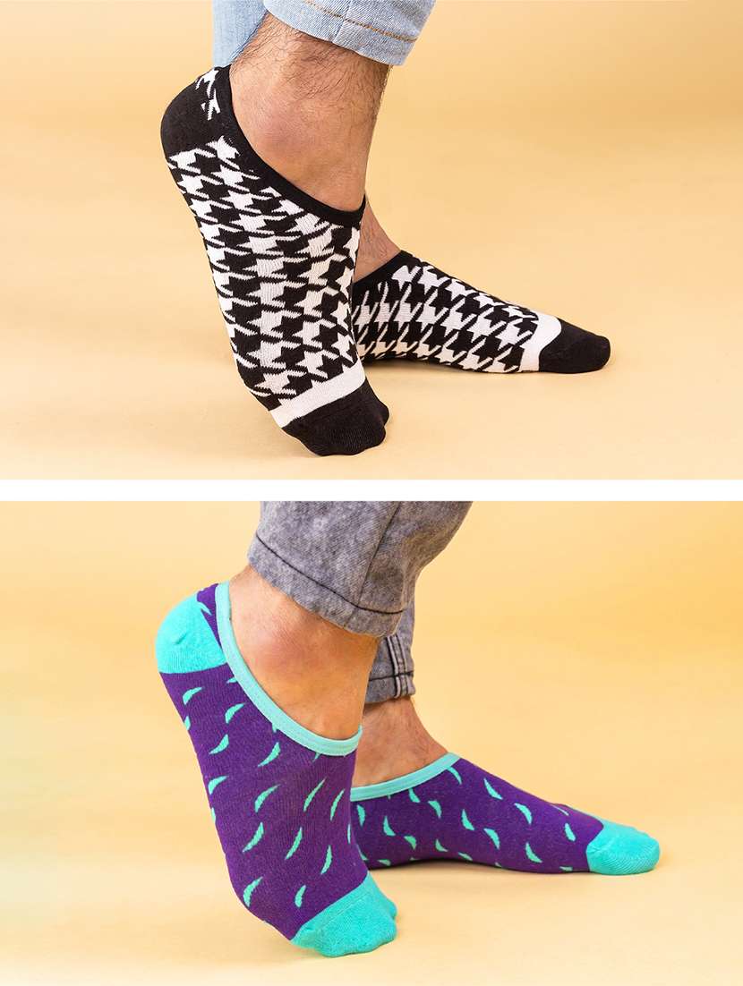 unisex printed no show socks combo - 20498208 -  Standard Image - 3