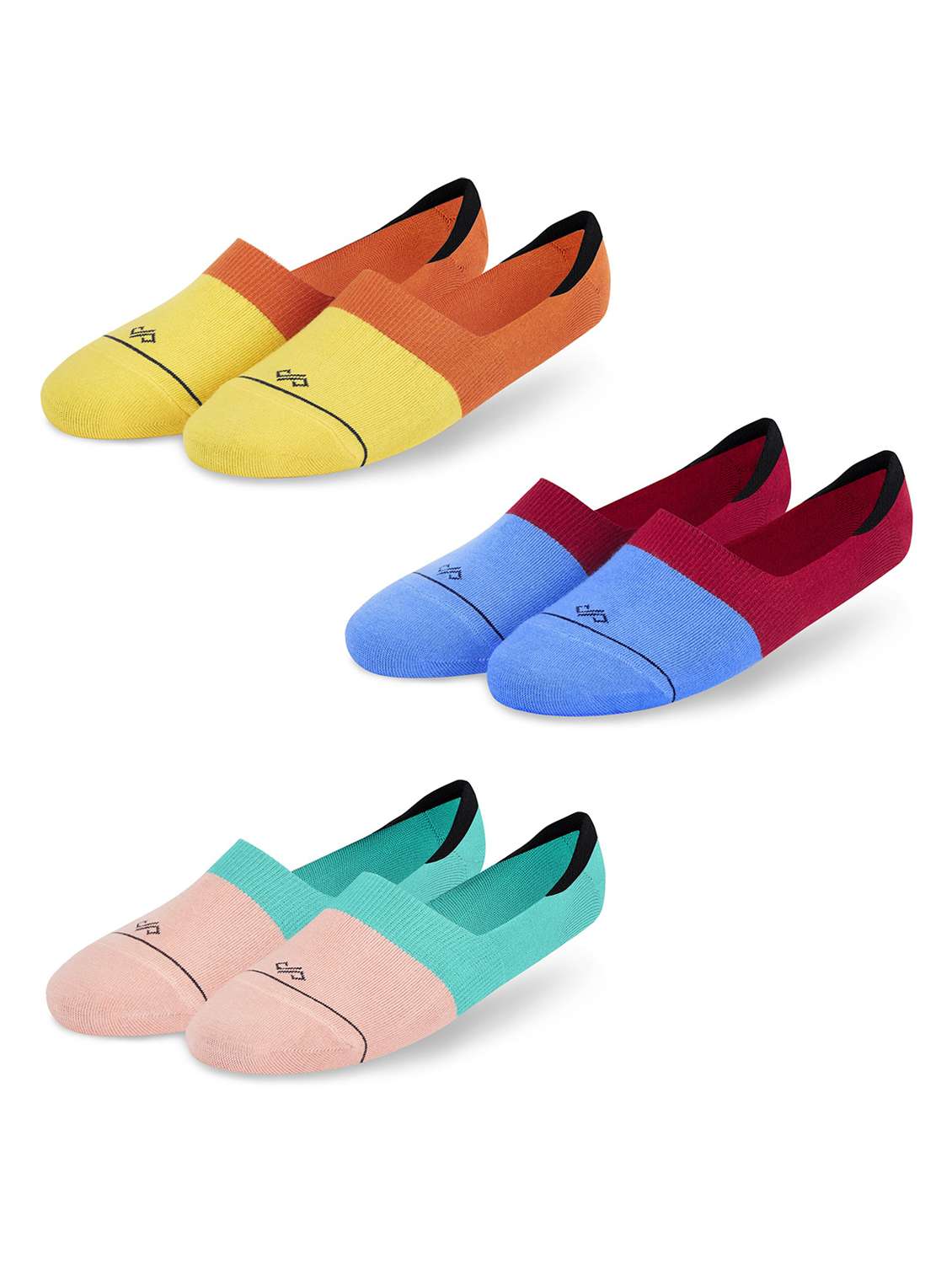 color block no show socks combo