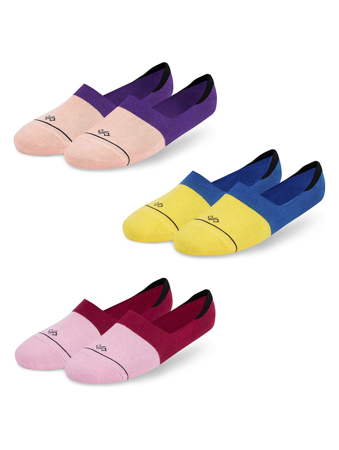 color block no show socks combo