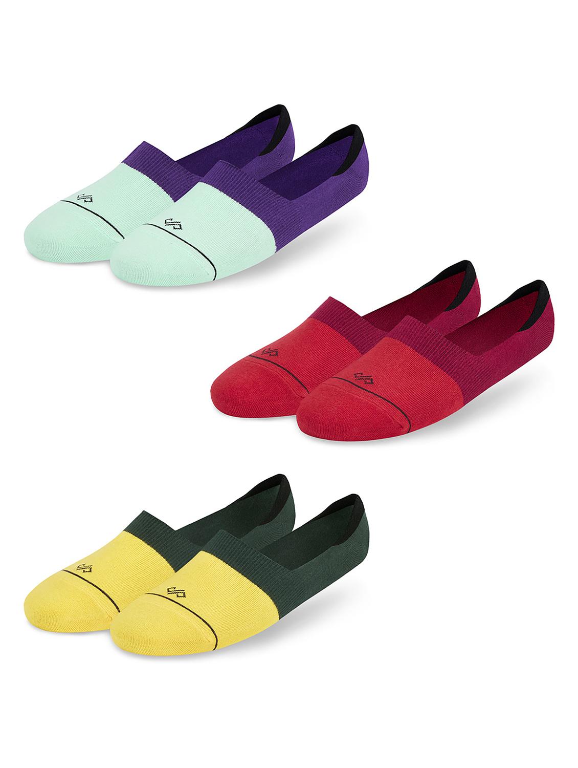 color block no show socks combo