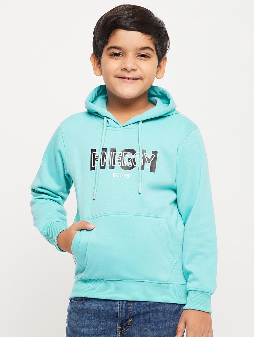 light blue typographic print hooded sweatshirt - 20498797 - Zoom Image - 0