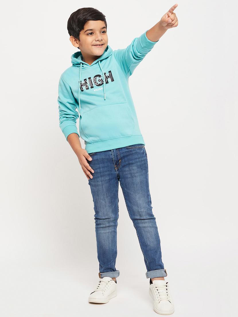 light blue typographic print hooded sweatshirt - 20498797 - Standard Image - 3