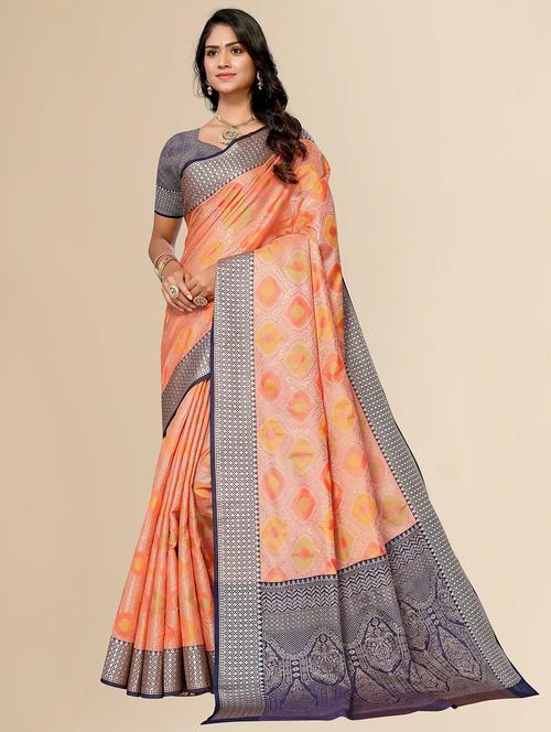 women orange self design kanjivaram saree - 20499059 - Standard Image - 0