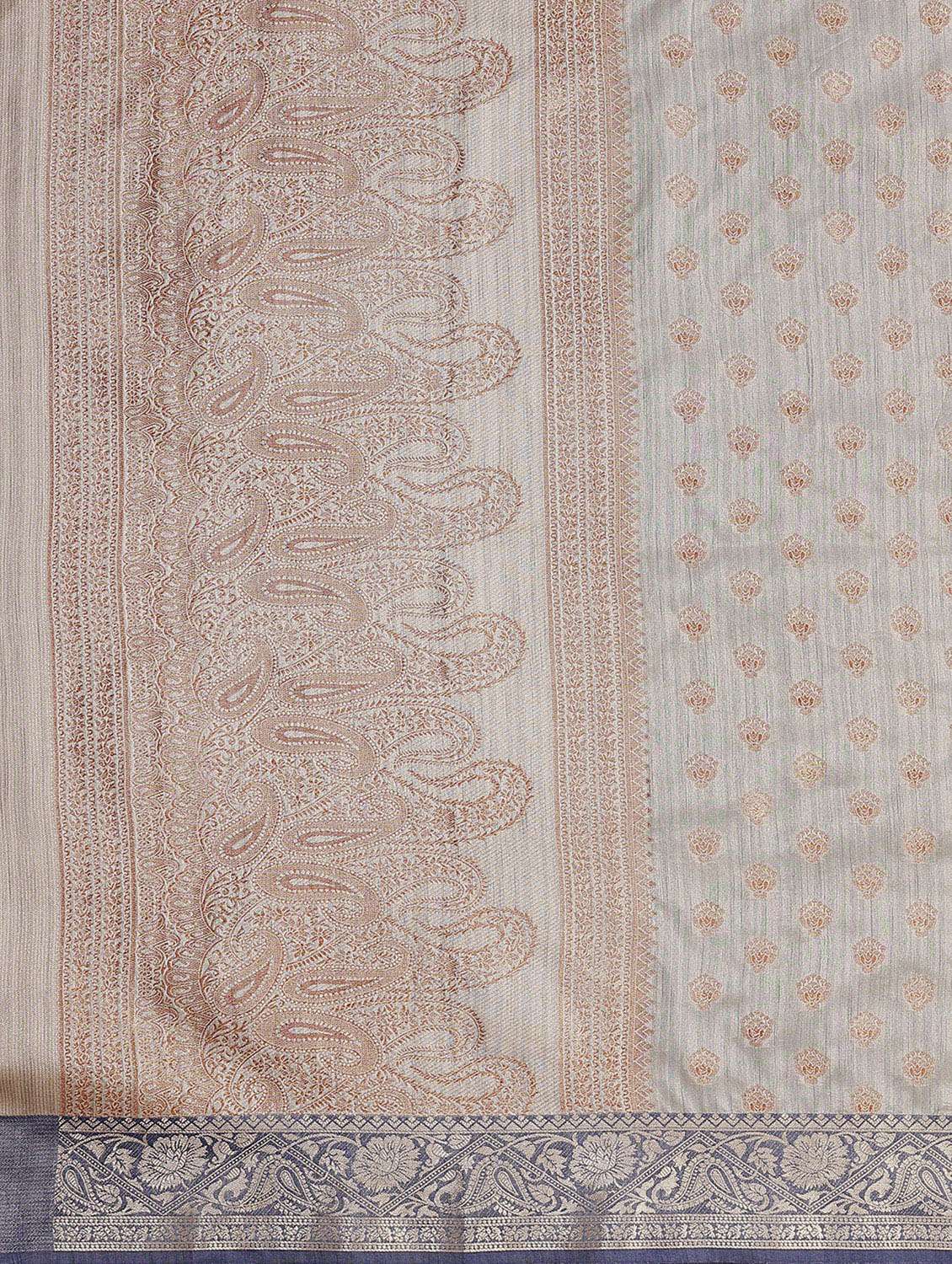 women grey self design kanjivaram saree with blouse - 20499072 -  Standard Image - 3