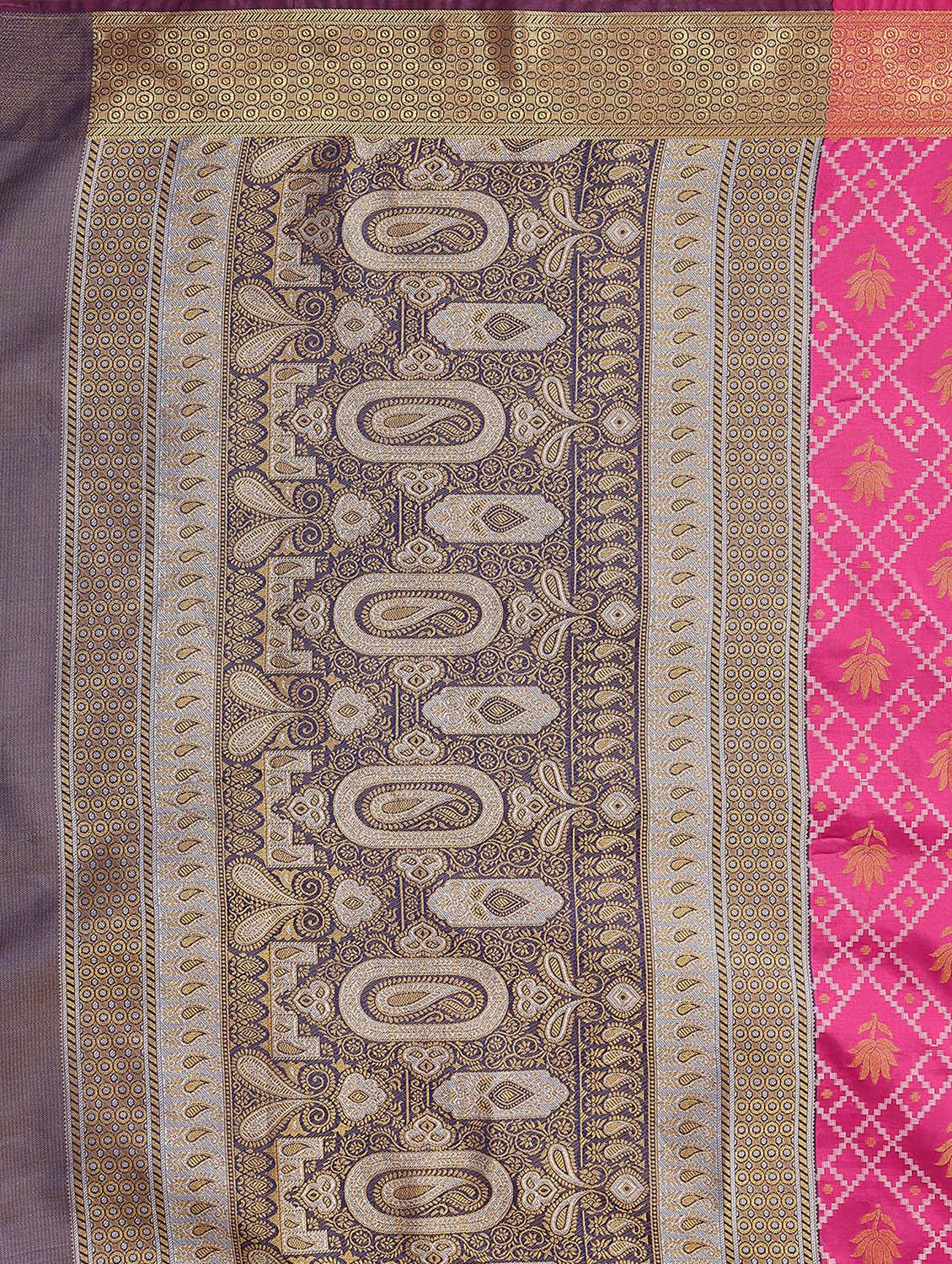 women pink self design banarasi saree - 20499093 - Standard Image - 3