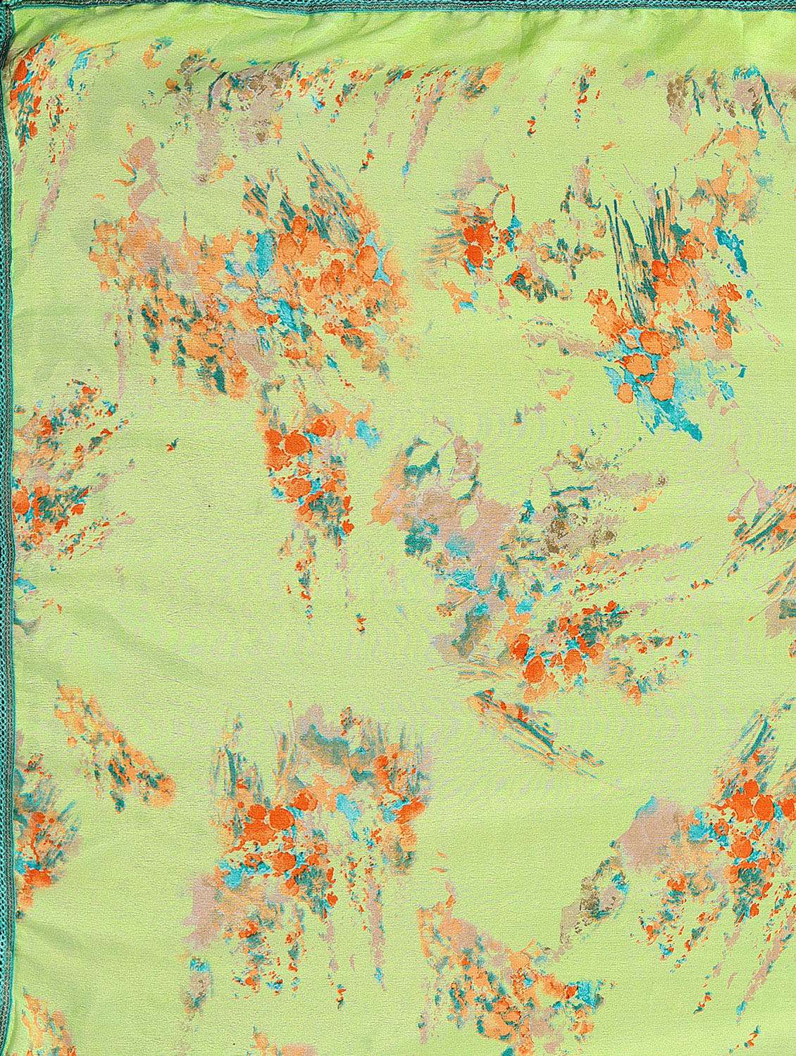 women green printed lace work saree with blouse - 20499107 -  Standard Image - 3