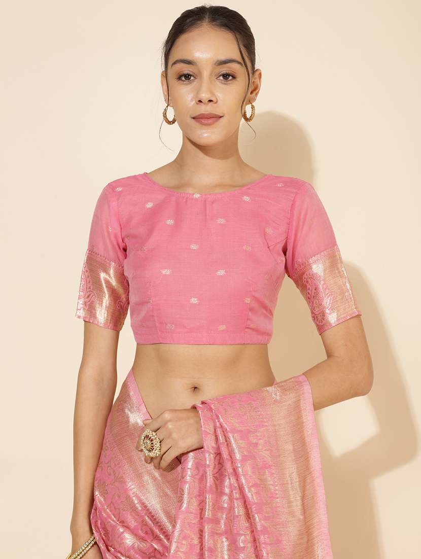 women's self design nude colored saree with blouse - 20500942 - Standard Image - 5