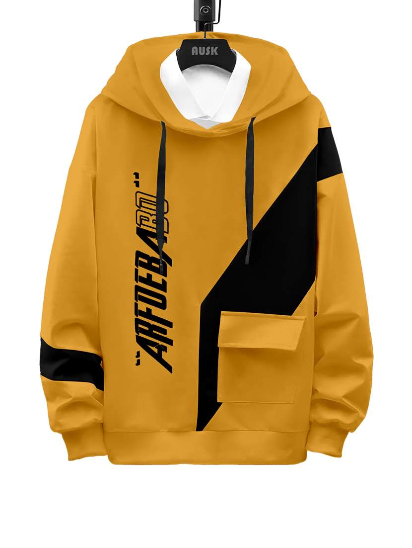 men mustard cotton blend regular sweatshirt