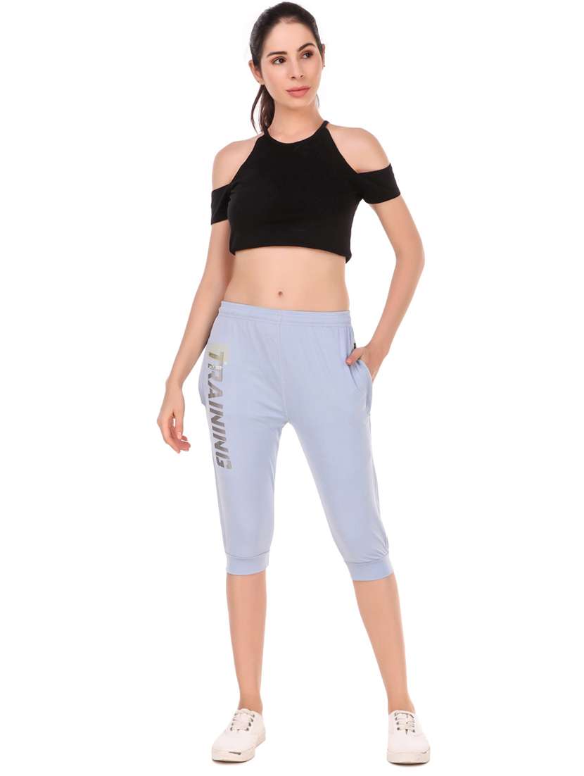 light blue typographic low rise capri - 20501430 -  Standard Image - 3