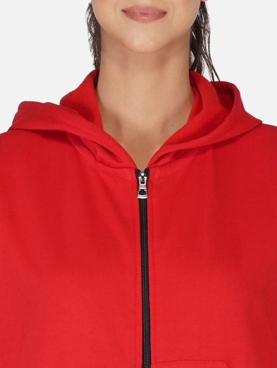 red solid sleeveless hooded jacket - 20501467 - Standard Image - 3