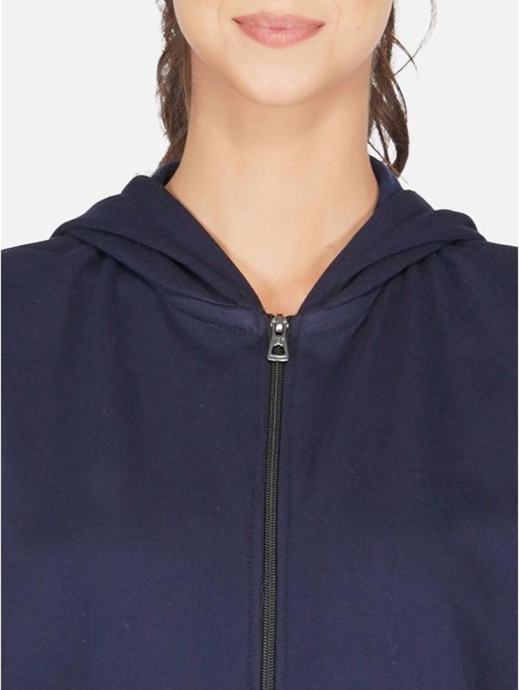 navy blue solid sleeveless hooded jacket - 20501469 - Standard Image - 3