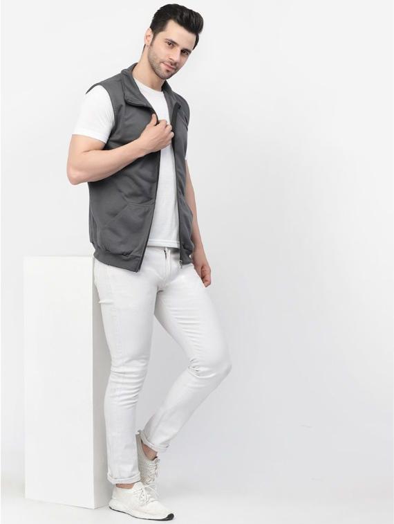 men sleeveless solid casual jacket - 20501491 - Standard Image - 3
