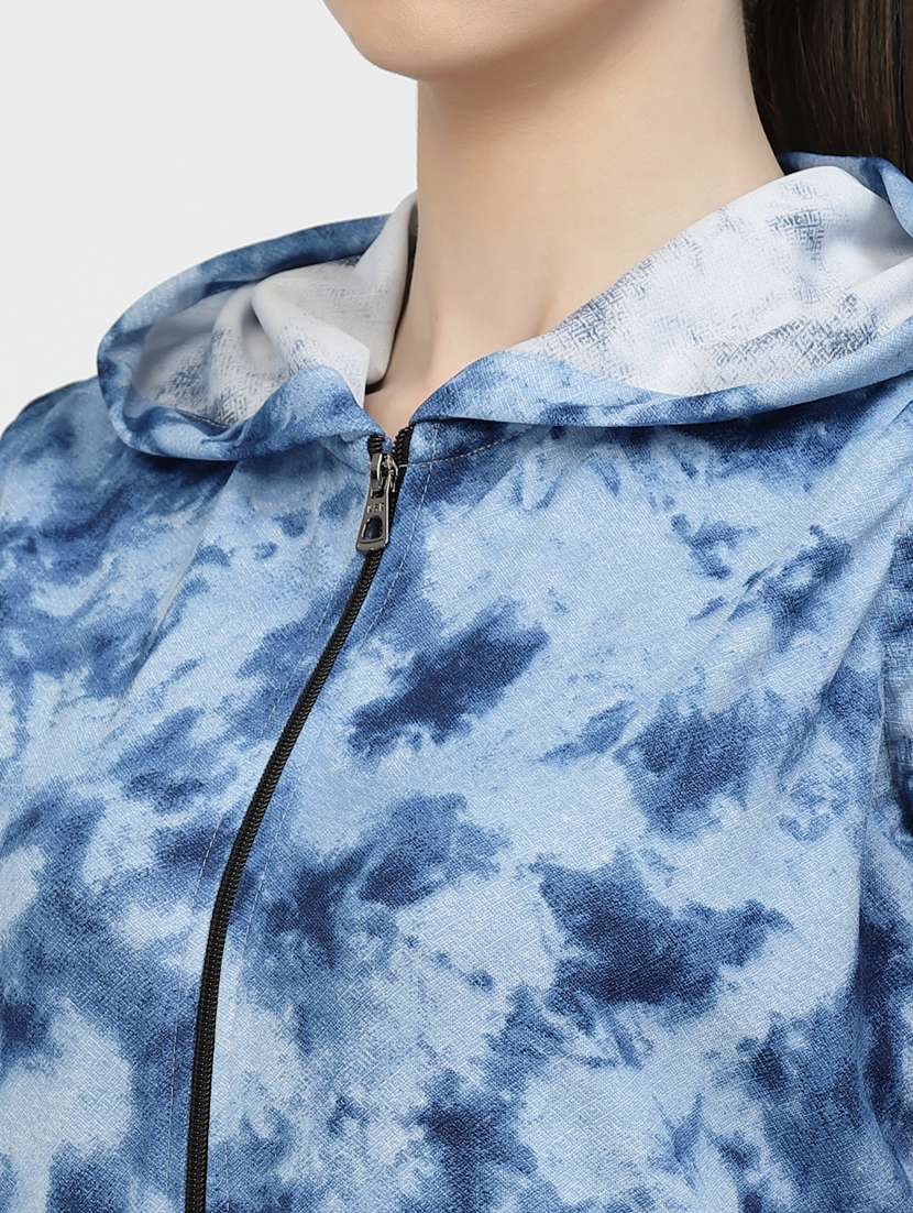 blue tie & dyed sleeveless hooded jacket - 20501499 -  Standard Image - 3