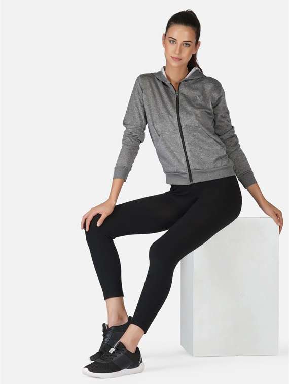women grey solid hooded sweatshirt - 20501507 -  Standard Image - 3