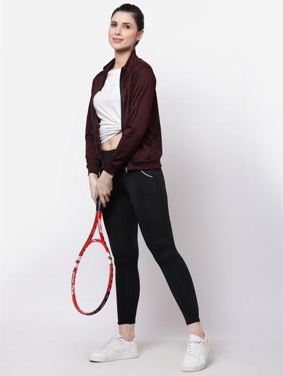 maroon solid stand collar regular jacket - 20501511 - Standard Image - 3