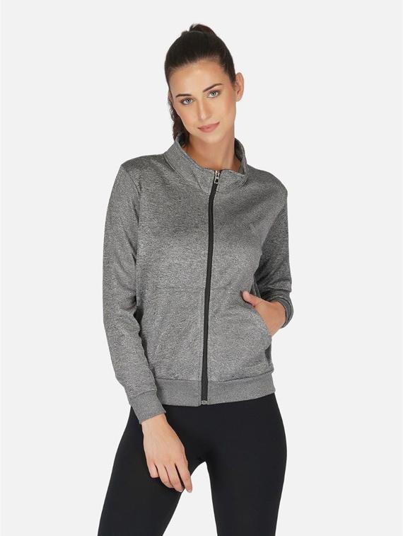 grey stand collar regular jacket