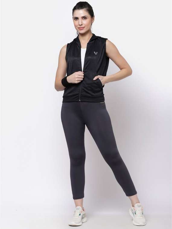 women black solid hooded sweatshirt - 20501525 - Standard Image - 3