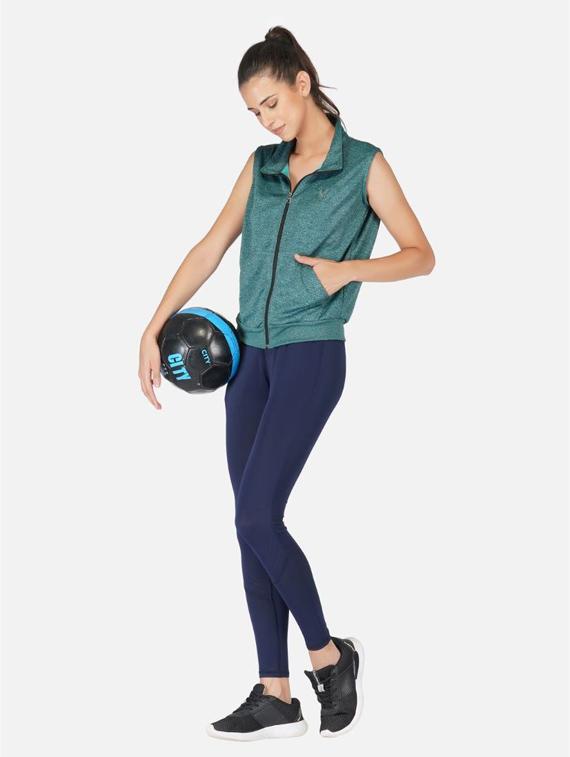 sea green stand collar regular jacket - 20501529 - Standard Image - 3