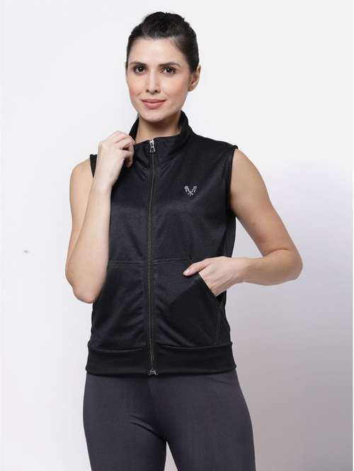 black solid stand collar regular jacket - 20501533 - Standard Image - 0