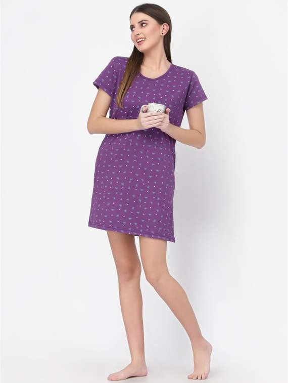 women round neck printed sleepshirt - 20501542 - Standard Image - 3