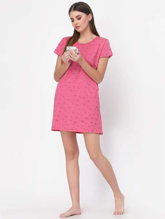 women pink printed sleepshirt - 20501543 - Standard Image - 3