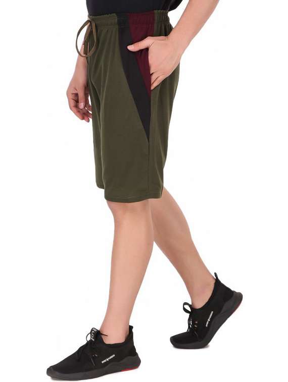 men color block cotton bermudas shorts