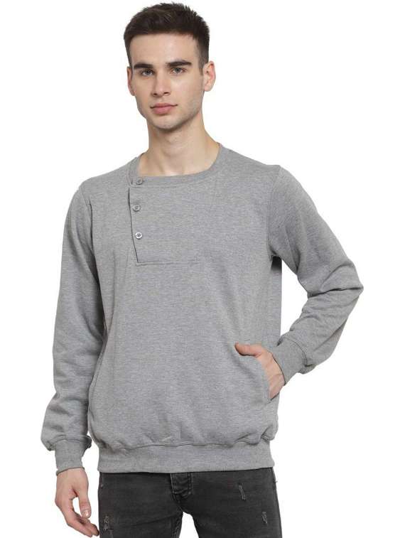 men solid cotton regular sweatshirt