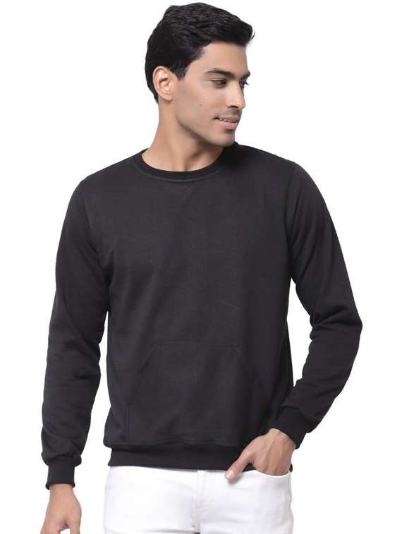 men solid cotton regular sweatshirt