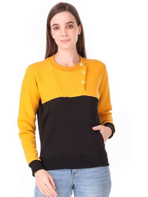women color blocked button hoodie - 20501652 -  Standard Image - 0