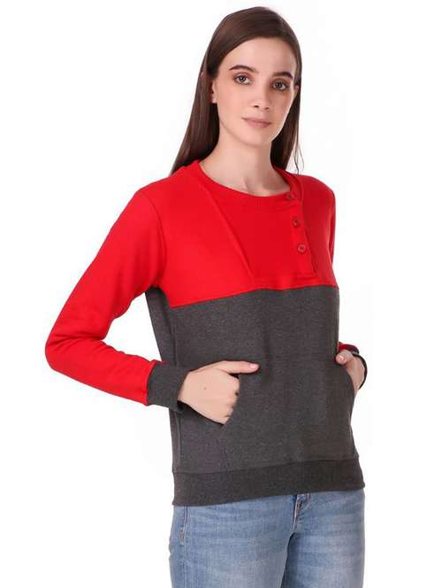 women color blocked button sweatshirt - 20501654 - Standard Image - 0