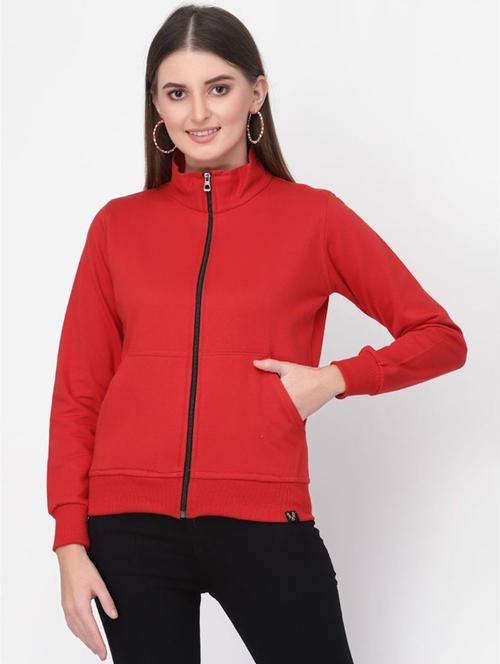 red solid long sleeves regular sweatshirt - 20501659 - Standard Image - 0