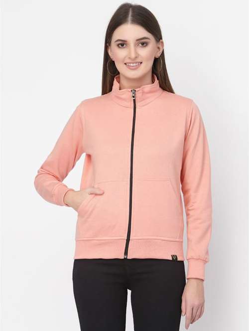 peach solid long sleeves regular sweatshirt - 20501660 - Standard Image - 0