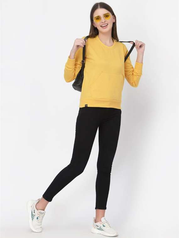 yellow round neck regular sweatshirt - 20501668 - Standard Image - 3