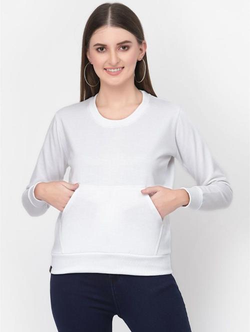 white solid regular sweatshirt - 20501670 -  Standard Image - 0
