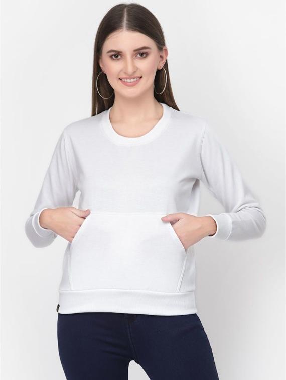 white solid regular sweatshirt - 20501670 -  Zoom Image - 0