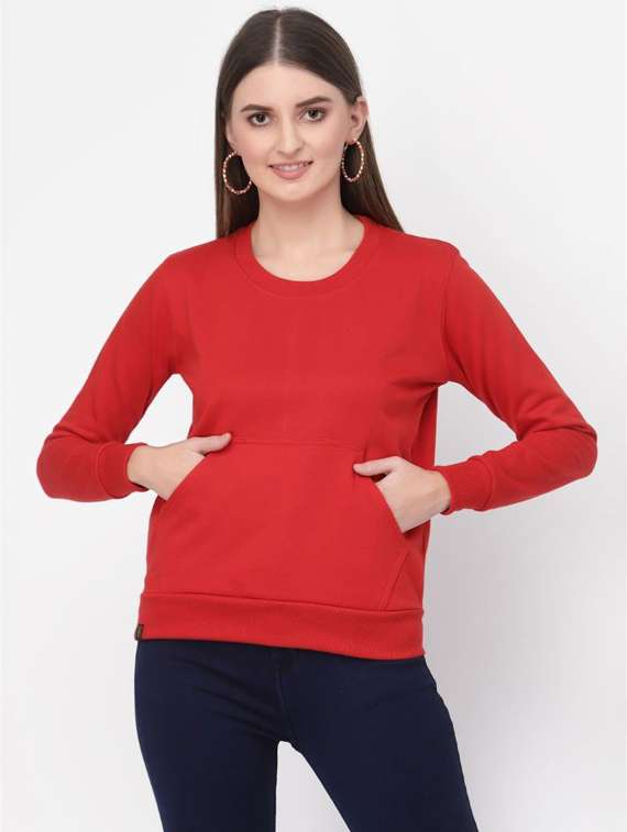 red solid regular sweatshirt - 20501672 -  Zoom Image - 0