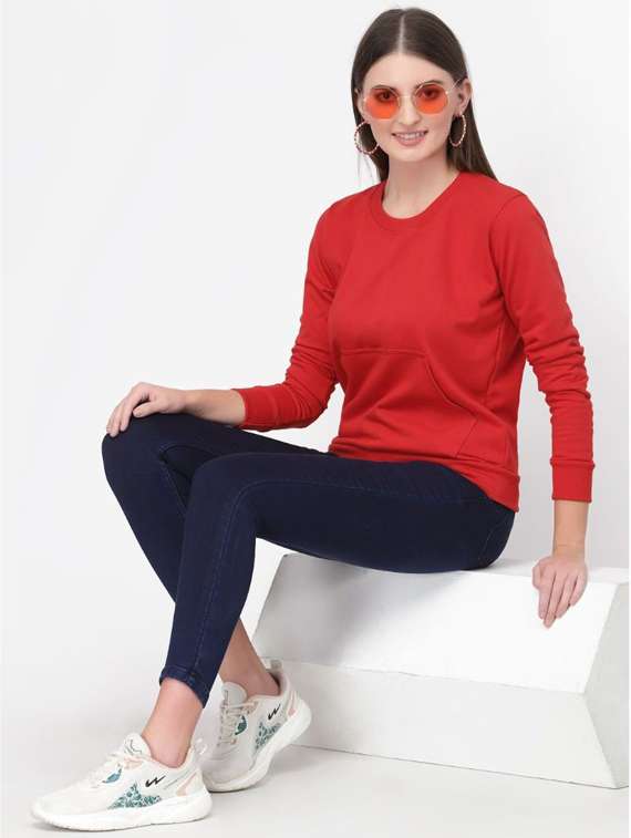 red solid regular sweatshirt - 20501672 - Standard Image - 3