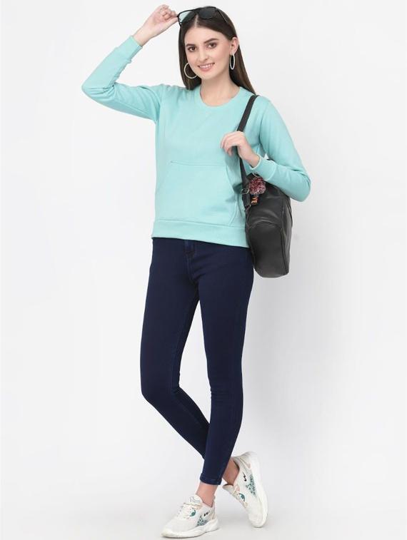 women turquoise round regular sweatshirt - 20501680 - Standard Image - 3