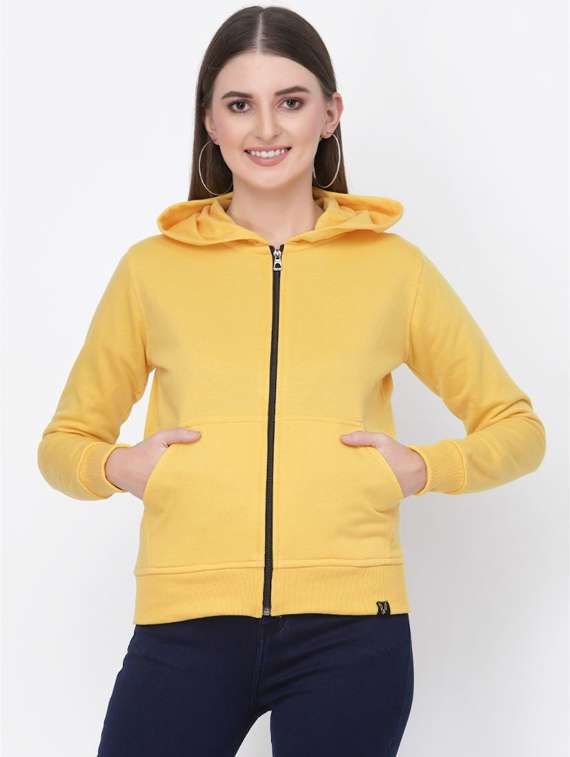 yellow solid hooded regular sweatshirt - 20501682 - Zoom Image - 0