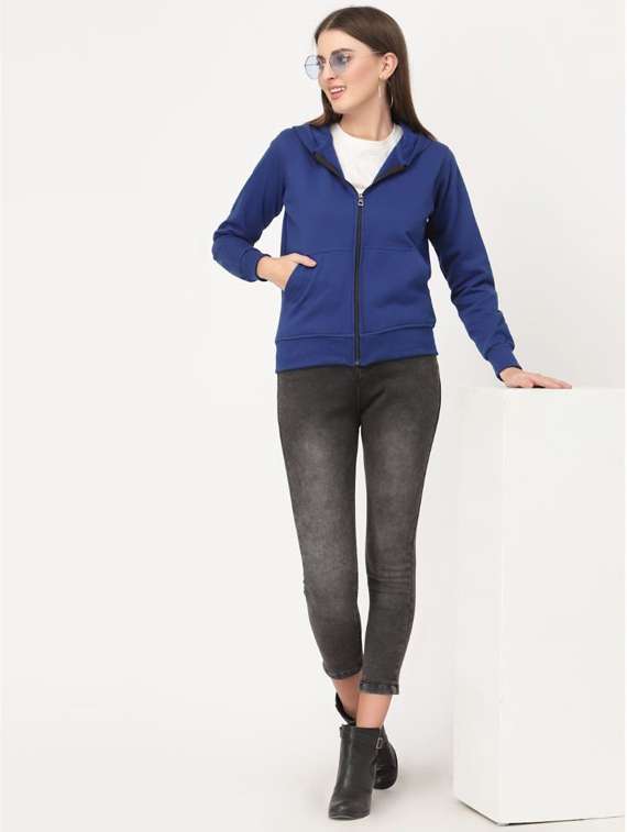 blue solid hooded regular sweatshirt - 20501685 -  Standard Image - 3